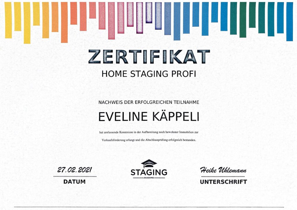 Zertifikat Home Staging Profi